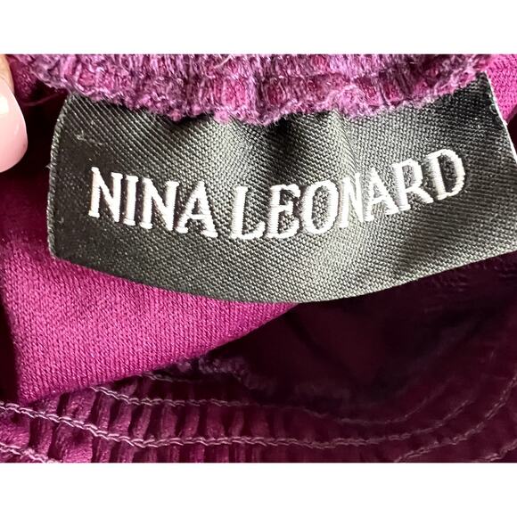 Nina Leonard Chiffon Kjole Trapeze Shift Dress Women Large Purple Lace Coquette - Picture 4 of 16